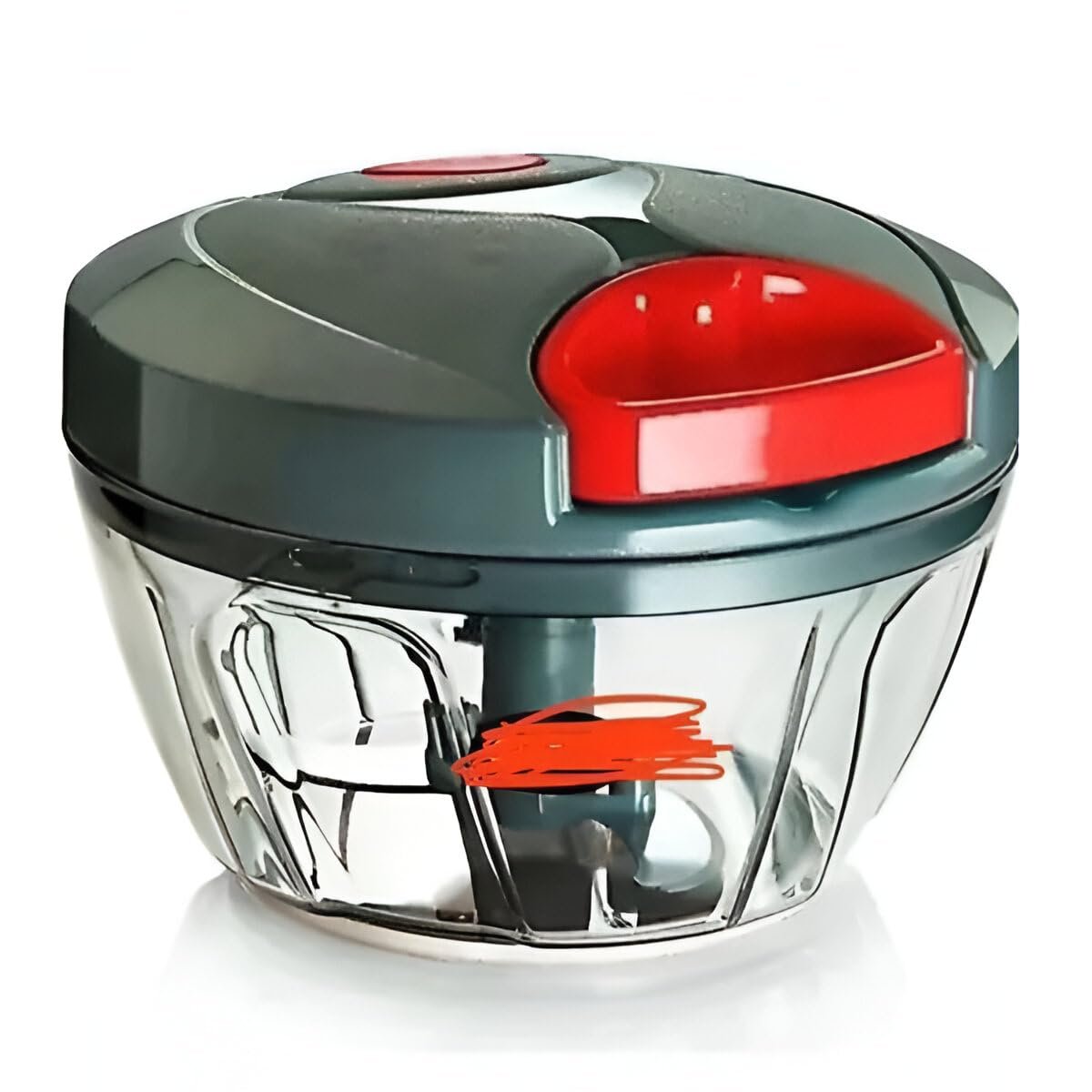 Manual Food Chopper with Pull String, Turquoise, 3 Blades